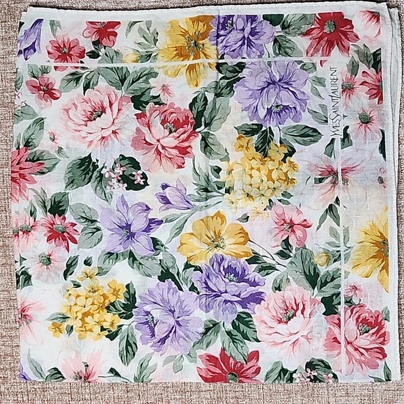 YVES SAINT Laurent 💯 Authentic Handkerchief Cotton - Picture 1 of 6
